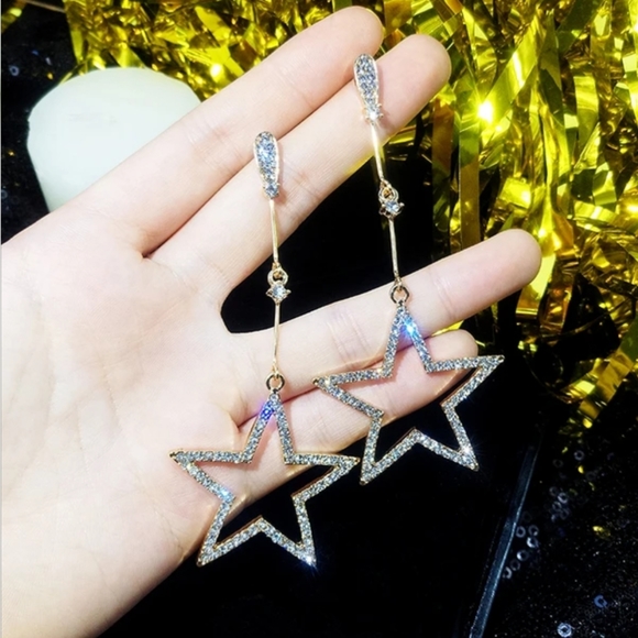 Star Rhinestone Earrings - Picture 2 of 3